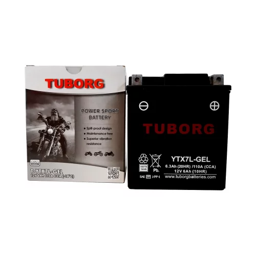 AKUMULATOR MOTOCYKLOWY TUBORG YTX7L-BS-GEL 12V 6AH 110A