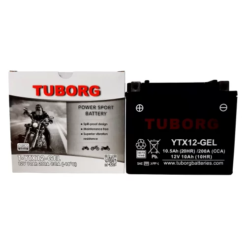 AKUMULATOR MOTOCYKLOWY TUBORG YTX12-GEL 12V 10AH 200A