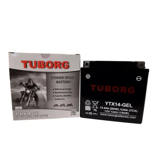 AKUMULATOR MOTOCYKLOWY TUBORG YTX14-GEL 12V 12Ah 220A