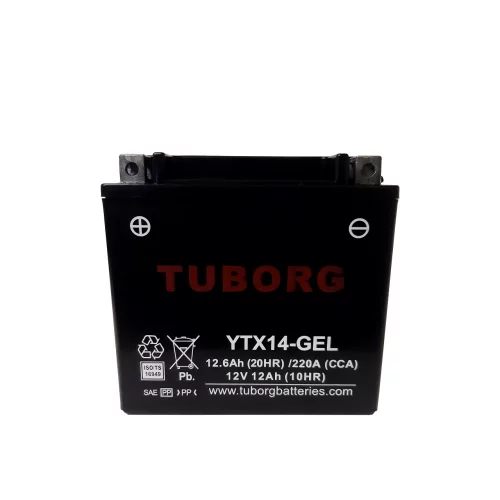 AKUMULATOR MOTOCYKLOWY TUBORG YTX14-GEL 12V 12Ah 220A